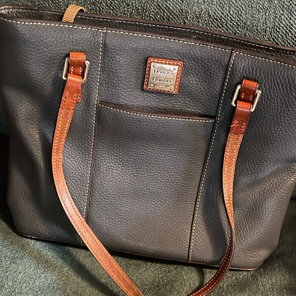 Dooney & Bourke Grey Leather Tote Bag